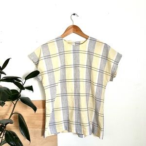 Vintage  Plaid Short Sleeve Top in yellow and gray